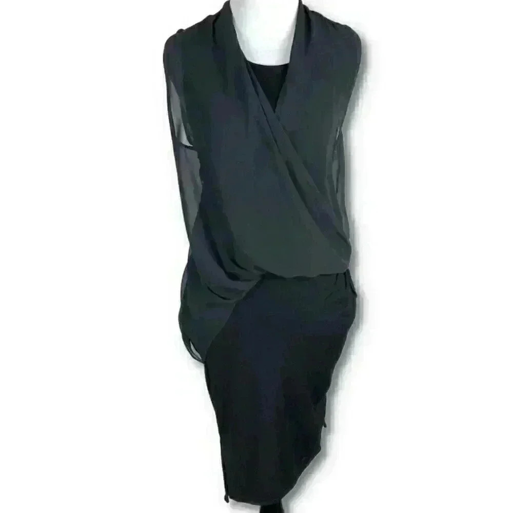 All Saints Lbd Sleeveless Chiffon Abi Dress Size 32 0 Black Lightweight Cocktail